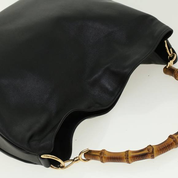 GUCCI Bamboo Hand Bag Leather 2way Black 001.2852.1577.0 Auth 41403 - Picture 6 of 16